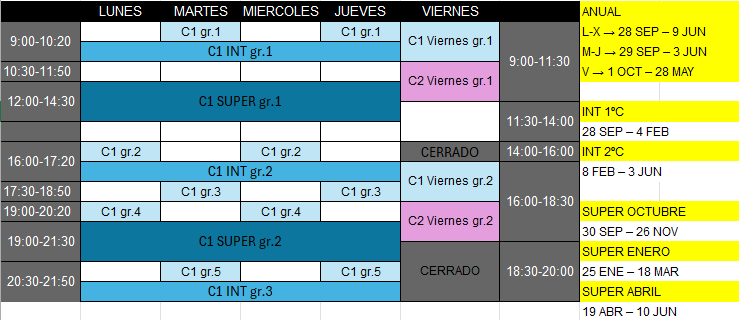 HORARIOS C1 CURSO 2026-27